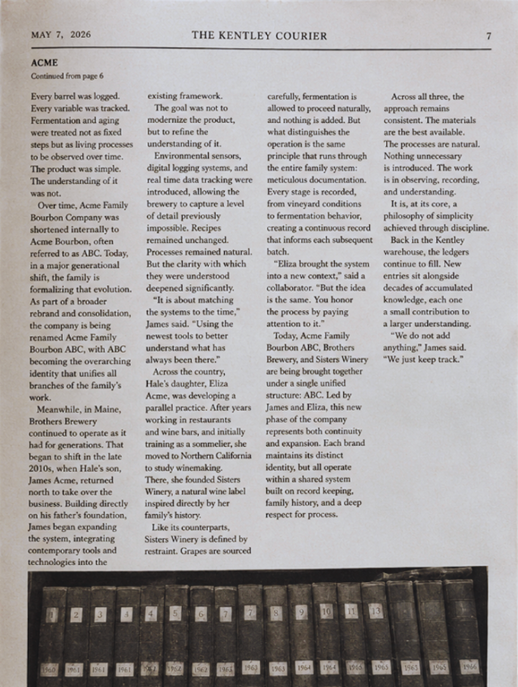 Second Kentley Courier newspaper page continuing the ABC story